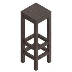 3D rendering illustration of a wooden high stool