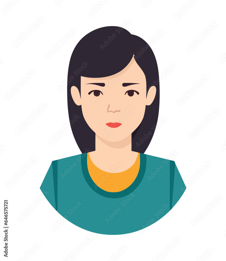 Sticker young adult woman smiling, icon design