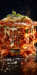 A stack of lasagna stacked on top of one another