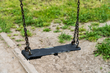 Children's swing. Background with selective focus and copy space