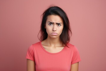 Fototapeta premium dissatisfied young woman a sad, tired and upset woman