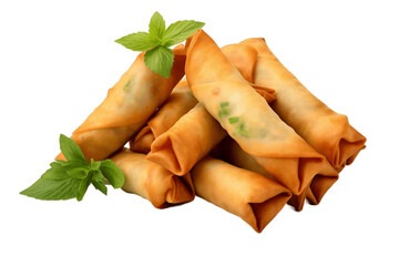 Vegetarian Spring Rolls Isolated on Transparent Background. Generative Ai