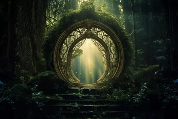 Keuken foto achterwand Fantasie landschap A hidden portal in a mystical forest, where the boundary between our world and the realm of fantasy blurs