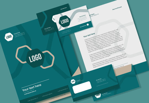 Teal and Beige Modern Business Stationery Template
