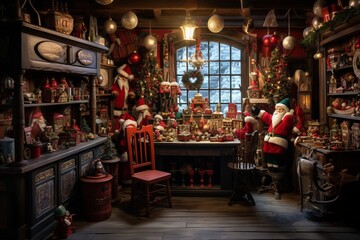 Fototapeta na wymiar A peek inside Santa's workshop, where toys come to life with a touch of holiday magic