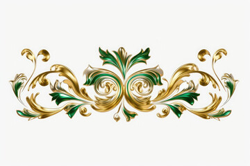 A white background with green and gold floral elements, Generative AI