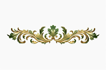 A white background with green and gold floral elements, Generative AI