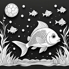 "Dive into the Creative World of 3D Coloring with a Playful Fish in This Black & White Book"