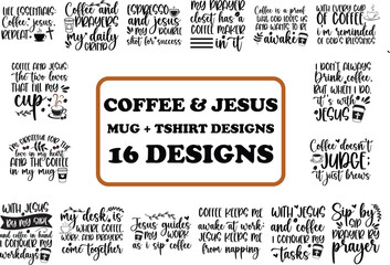Vector Coffee and Jesus Design, Coffee Design Bundle, Church Vector Design, Coffee Mug Design, Hand Drawn Original Artwork Tshirt Vector Bundle 