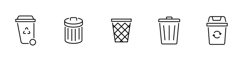 Trash bin vector icon. Trashcan, dustbin, garbage icon collection. Trash bin, delete icons set. EPS 10