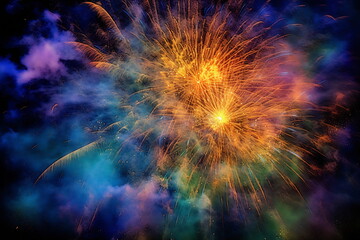 Colorful fireworks exploding at night against sky