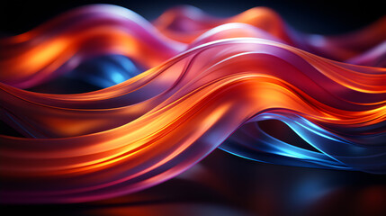 Obraz premium a colorful abstract wave on a black background - fluid motion - generative AI