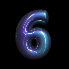 metaverse number 6 - 3d futuristic digit - Suitable for technology, cyberspace or science related subjects