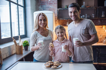 Young family in kitchen