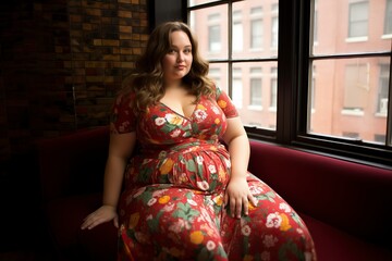 Fototapeta premium woman in acceptance of the body with a huge belly