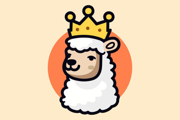 Cute animal with crown cartoon illustrations set. Funny king llama and alpaca vector characters for nursery design, poster, greeting, birthday card, baby shower design and party
