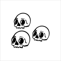 vector illustration of three doodle skulls