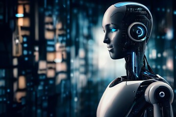 android robot with background