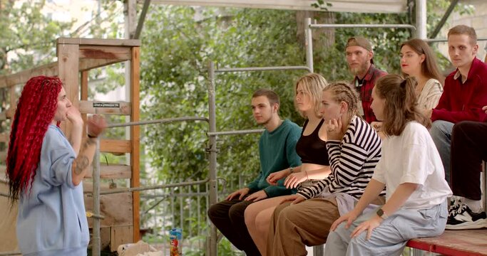 Students during lecture at summer camp. Educational camps offer opportunities real-world learning opportunities to help students develop a deeper understanding of subjects. experiential education