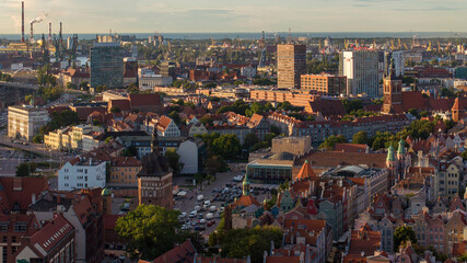 Gdansk old Town sunset orange hour  2 © sopthedrone