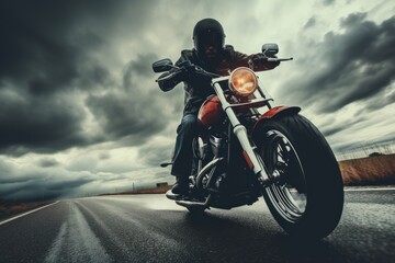 motorcycle on the road - obrazy, fototapety, plakaty