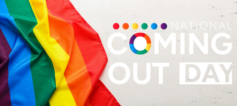 Rainbow LGBT flag on light background