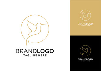 Bird logo design inspiration. Vector illustration of a bird perching on a branch