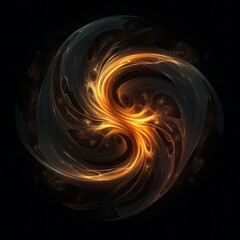 Enigmatic swirls of luminescent abstraction against dark canvas, Generative AI