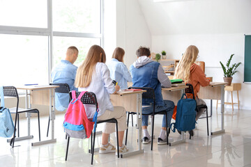 Group of classmates sitting in classroom