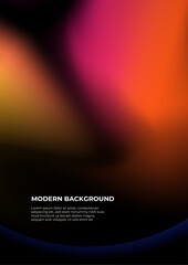 Abstract gradient background with defocused round shape in neon colours. Banner design with colorful blurred gradient blob and place for text. Ideal for header, poster, landing page.