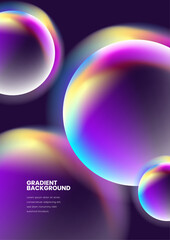Poster collection with abstract colorful gradient sphere. Glowing vibrant liquid gradient shape on dark background. Design template for flyer, social media, banner, placard. Vector illustration
