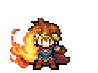 Fototapeta premium ドット絵 勇者 炎魔法