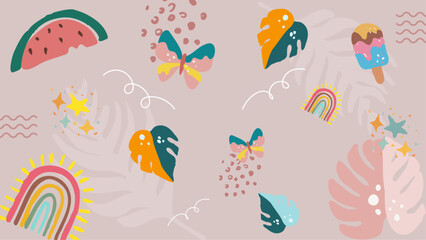 Colorful organic abstract modern background with element