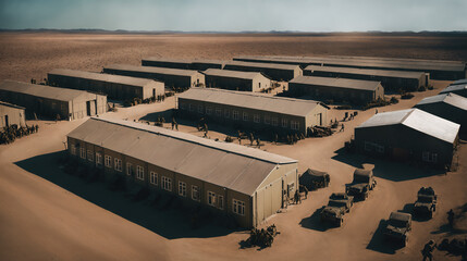 Barracks, war, provisory camp - obrazy, fototapety, plakaty