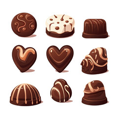 Obraz premium Chocolate candies in the form of hearts. Product concept for chocolatier.