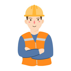 builder or construction manager in helmet