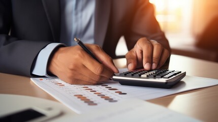 Focused Executive at Work with Digital Devices and Writing Tools