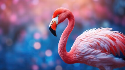 Graceful Pink Bird in Close-up, Wildlife Nature Shot