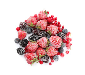 Frozen berries on white background