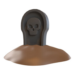 Tombstone icon 3d render, transparent background in png format