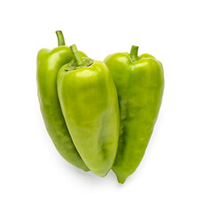 Green bell peppers on white background