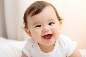 Close-up of baby happy and smiling