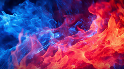Obraz premium 青く燃える炎と赤く燃える炎の背景素材「AI生成画像」