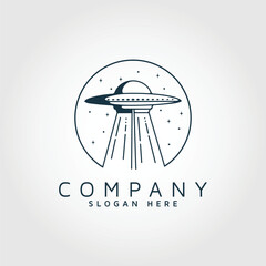 flat ufo logo illustration design, simple alien ship symbol vector © Prast-HF