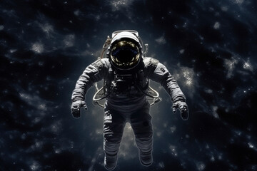 宇宙服を着て宇宙空間に浮かぶ宇宙飛行士「AI生成画像」 - obrazy, fototapety, plakaty
