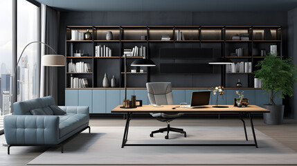 Modern office interior with furniture and daylight. Workplace concept