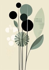 a modern abstract design is shown with a green leaf, in the style of playful animation, geometric shapes and patterns