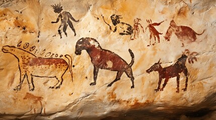 Fictional illustration of a prehistoric mural.