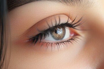 Obraz premium Female eye with long eyelashes close up.
