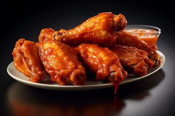 Appetizing chicken wings. Background with selective focus and copy space